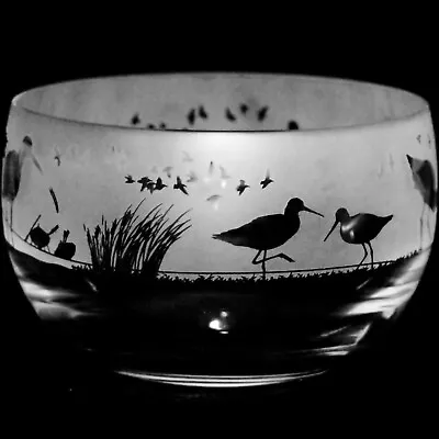 Buy Milford Collection Animo Glass - SANDBLASTED FRIEZE Bowl - Wading Birds • 27.50£