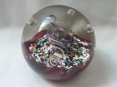 Buy Vintage Cranberry Caithness Myriad Glass Paperweight • 6.99£
