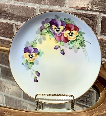 Buy Vintage Thomas Bavaria Bright Pansy Pansies Hand Painted Cabinet Plate 8.25” • 21.43£