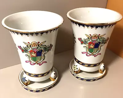 Buy Pair Of Qianlong Nian Zhi Armorial Porcelain Cache Pots Probably Wa Lee Co 1960s • 42.79£