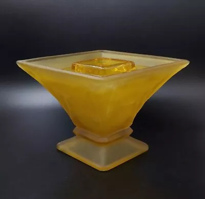 Buy Vintage Bagley Frosted Amber Glass 'Spinette' Vase #3180 & Flower Frog • 19.76£