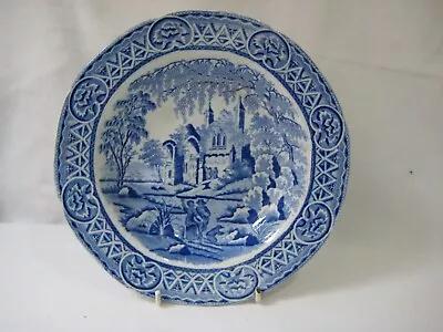 Buy Pearlware Blue And White Transferware Soup Plate Davenport Fisherman Series • 20£
