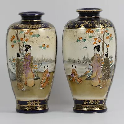 Buy Antique Pair Of Japanese Meiji Period Satsuma Pottery Vases C.1915 • 130£