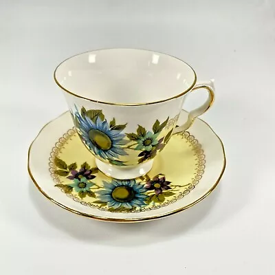 Buy Vtg Queen Anne Ridgway Potteries China Tea Cup & Saucer 8436 Yellow Blue Daisy • 27.96£