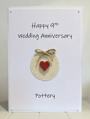 Buy 9th  POTTERY Wedding Anniversary  Handmade Card 7x5 Heart • 4.50£