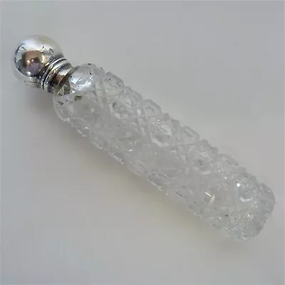 Buy Hobnail Cut Glass Perfume Bottle With Silver Top, Hallmarked London 1905 • 9.99£