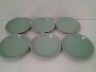 Buy Woods Ware  Beryl Saucers X6 D14cm Green Vintage LOT6 • 10£