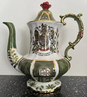 Buy Porcelain Coffee Pot 1977 Royal Silver Jubilee Queen Elizabeth Hand Painted • 39.99£
