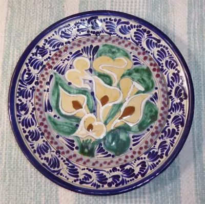 Buy Talavera Mexican Art Pottery Calla Lily Plate Wall Hanging 12”  • 23.29£