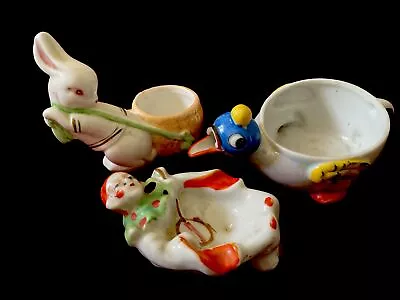 Buy Art Deco Porcelain Pierrot Ashtray,Duck Creamer And Rabbit Pulling Egg Cup • 23£