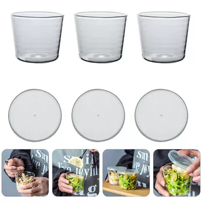 Buy  3 Pcs Pudding Containers With Lids Black Serving Bowls Glass Salad Small • 13.55£