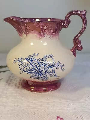 Buy Vintage Pink Lustre Forget Me Not Jug • 9.99£