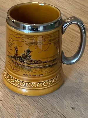 Buy Vintage 1 Pint Ale Mug HMS Mallaya WW2 Battleship Lord Nelson Pottery No2 • 15£