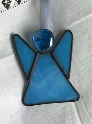 Buy Handmade Stained Glass Blue Guardian Angel Suncatcher Christmas Tree Decoration • 12£