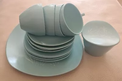 Buy Vintage 1957 Midwinter Modern  15 Piece Pale Blue Melamine Tea Set • 25£