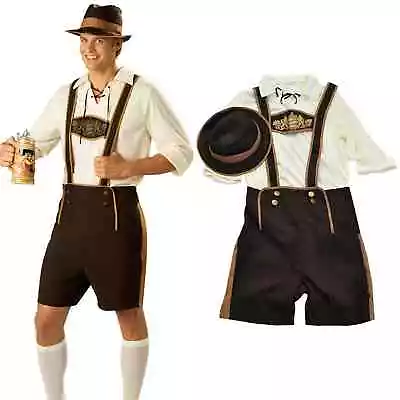 Buy German Oktoberfest Costume Mens Bavarian Lederhosen Short Beer Guy Fancy Dress • 14.99£