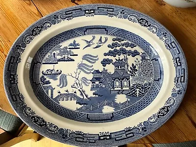 Buy Wedgwood Willow Pattern Blue And White  - Large Oval Serving Dish. Used. VGC. • 9£