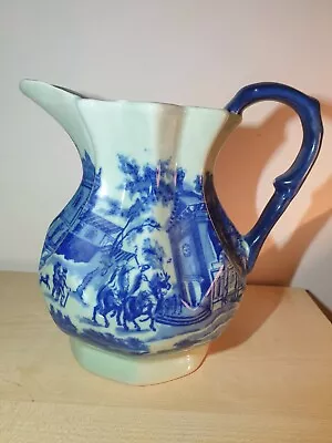 Buy Victoria Ware Flow Blue Ironstone Water Pitcher Jug Old Town Scene 6 3/4  Tall • 15£