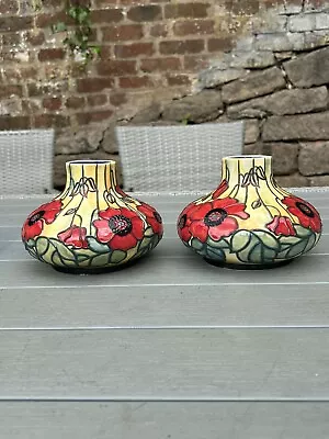 Buy 2 X Old Tupton Ware Red  Poppy Large Squat Vase • 60£