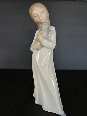 Buy Zaphir Lladro Girl Holding Puppy Dog 7 3/4” Porcelain Figurine Spain • 18.63£