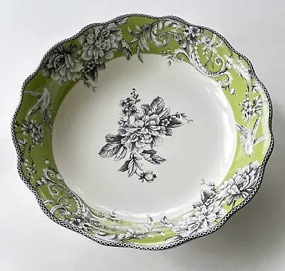 Buy 222 Fifth Adelaide Green And White Floral Bird Print Scalloped Serving Bowl 13  • 45.66£