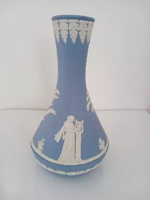Buy Wedgwood Jasper Ware Blue And White Bottle Vase Height 19 Cms. • 20£