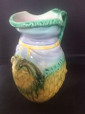 Buy Antique C19th Majolica Art Pottery Jug Pitcher Ram Mask Hoof Handle • 45£