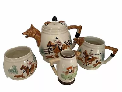 Buy Vintage Portland Pottery Fox Hunting Tea Set Teapot Milk Jug Sugar Bowl Creamer • 18.85£