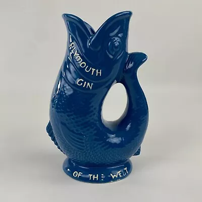 Buy Plymouth Gin Gurgle Cod Fish Pitcher Vase The Spirit Blue Dartmouth England • 88.06£