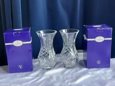Buy A Pair Of Royal Doulton  Crystal  Vases  Tewkesbury Pattern  8 Inches Tall • 18.98£