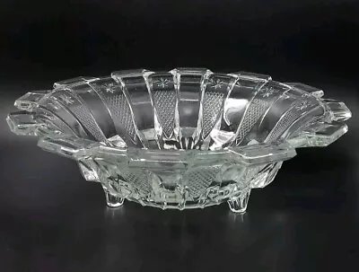 Buy Vintage Davidson Glass Clear Footed Bowl Art Deco Style Spoke/Star/Diamond • 13.73£