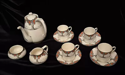 Buy Art Deco Crown Ducal Very Unusual Coffee Set Orange Tree • 150£