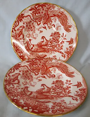 Buy Royal Crown Derby Red Aves Salad Plate 8 1/2 , Pair • 56.75£