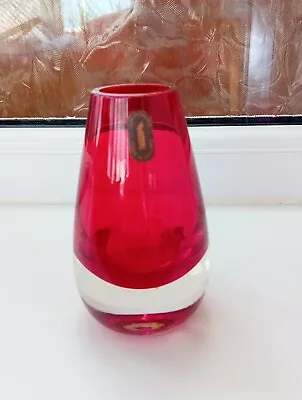 Buy Midcentury Whitefriars #9647 Ruby Red Glass Tapering Vase 1966-73 With Label • 18£