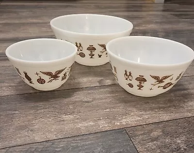 Buy Vintage Pyrex Early American Pattern Nesting Set Of 3 Mixing Bowls 401, 402, 403 • 209.68£