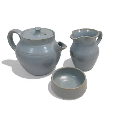 Buy St. Nectans Tintagel Cornish Pottery Set Tea Pot Jug Dish Blue Decorative • 30£