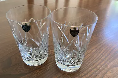 Buy Pair NEW Hand Cut Glass Tumblers Whiskey Glasses 4 Inch Tall • 16£