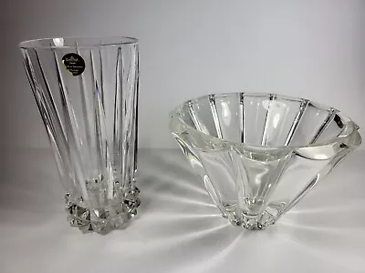 Buy Pair - Retro Rosenthal Clear Crystal Glass Small Bowl & Flower Vase 6  Tall • 22.50£