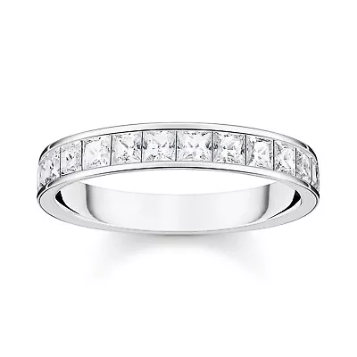 Buy Thomas Sabo Jewellery Damen-Bandring White Stones Pavé Silver TR2358-051-14 • 79.04£