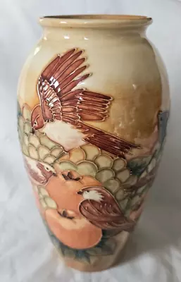 Buy Stunning Moorcroft Finches & Peach Design Large Vase (a) Circa Late 20th Century • 325£