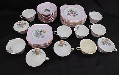 Buy Vintage Rare Colclough Longton England Pink Floral Bone China 44 Piece Lunch Set • 251.62£