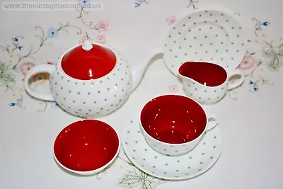 Buy Original 1960s Susie Cooper Bone China Starburst Green Star Red Tea Set Teapot • 80£