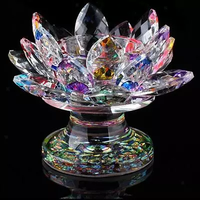 Buy Crystal Glass Lotus Candle Holder Candlestick Candelabra • 11.22£