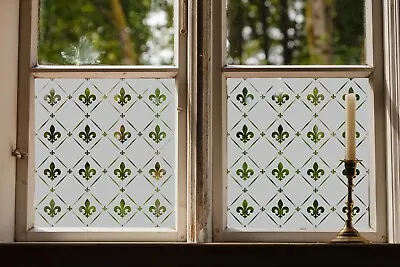 Buy Etched Glass Window Film Frosted Victorian Style Pattern FLEUR DE LIS Privacy  • 24.99£