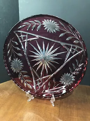 Buy Beautiful Vintage Bohemian Red Crystal Glass Bowl Dish 11 Inches • 48£