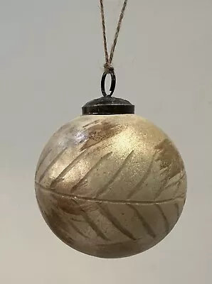 Buy Pottery Barn PRINTED SPHERE ORNAMENT Christmas Tree GOLD BURNISH Glass 4  Kugel • 14.90£