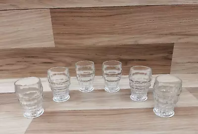 Buy Set Of 6 Vintage Davidson Jacobean Clear Glass Shot Glasses • 10.99£