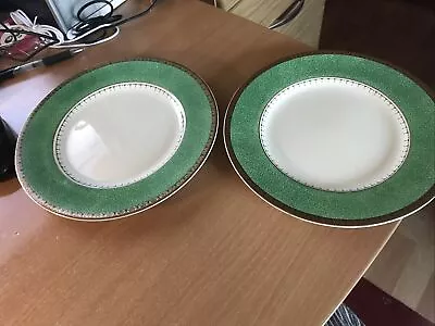 Buy MINTON 2 Green With Gold Edging BREAKFAST PLATES  9  Bread Plates  • 9£
