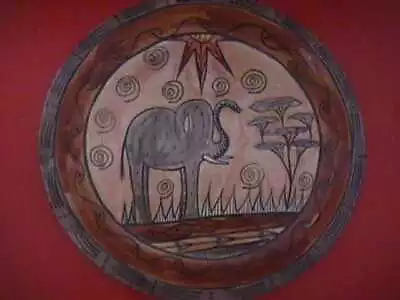 Buy 1997 Penzo Zimbabwe Hand Painted Pottery Elephant Plate • 18.67£