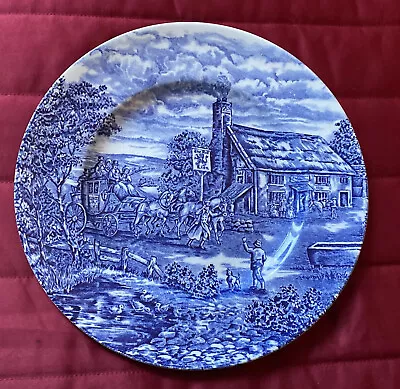 Buy WOOD & SONS Blue & White THE POST HOUSE Pattern The Red Lion Pub DINNER PLATE • 7£